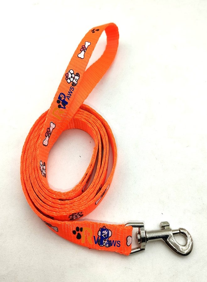 Pups&Pets طقم سرج جرو من النايلون الناعم القابل للتعديل من Pups&Pets، مزين بطبعة عظمة ومخلب ملون، مع مقود بخطاف معدني (برتقالي) - Image 3